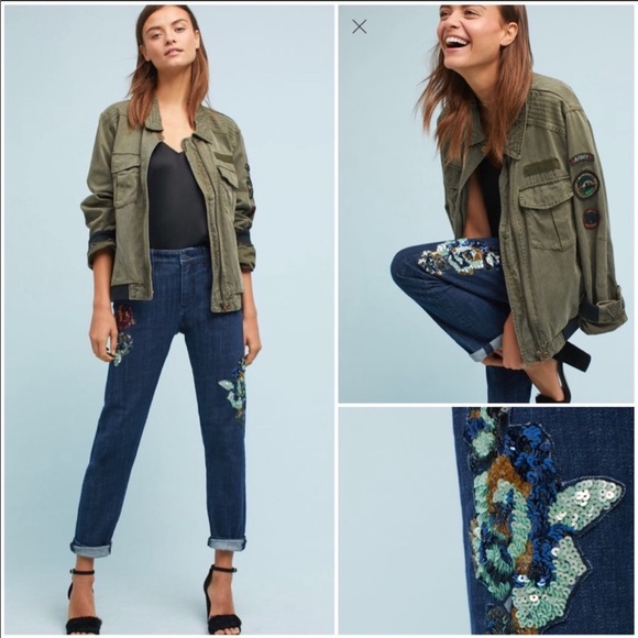 Anthropologie Denim - Anthropologie Sequin Mid-Rise Slim Boyfriend Jeans